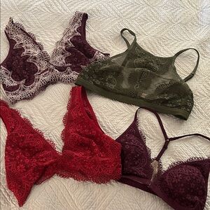 Lot of 4 Victoria’s Secret  Lace Bralette Set -  all sz Large